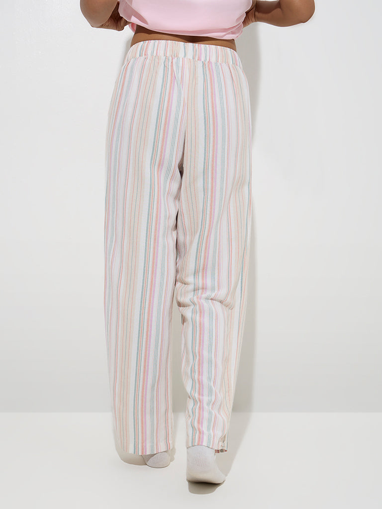 Wunderlove Multicolour Striped High-Rise Lounge Pants