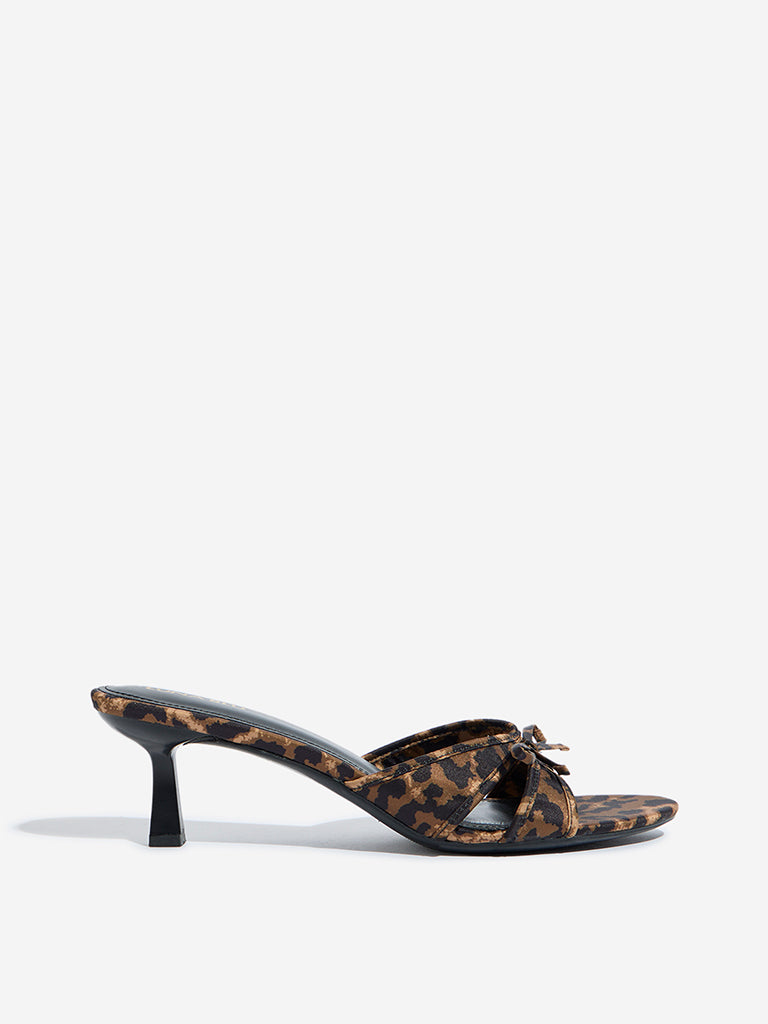 LUNA BLU Brown Animal Print Heel Sandals