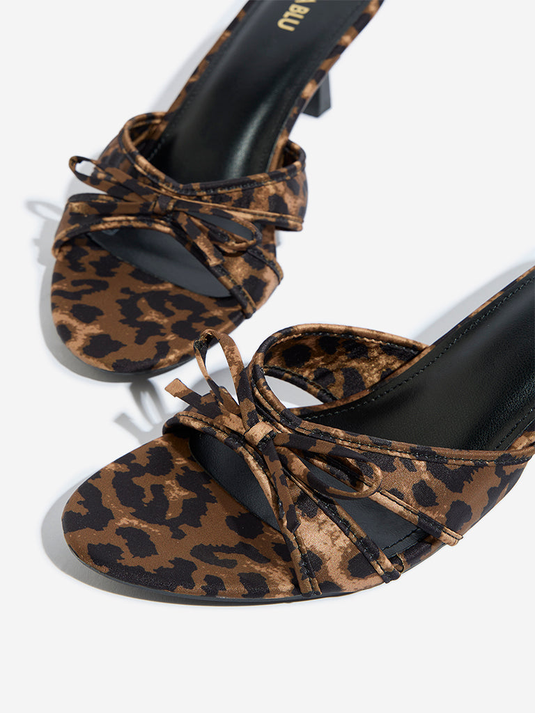 LUNA BLU Brown Animal Print Heel Sandals