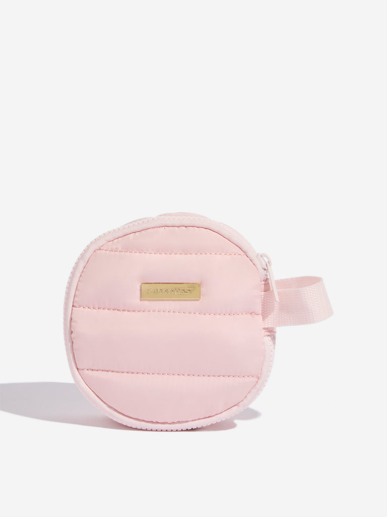 Studiowest Pink Quilted Round Makeup Pouch