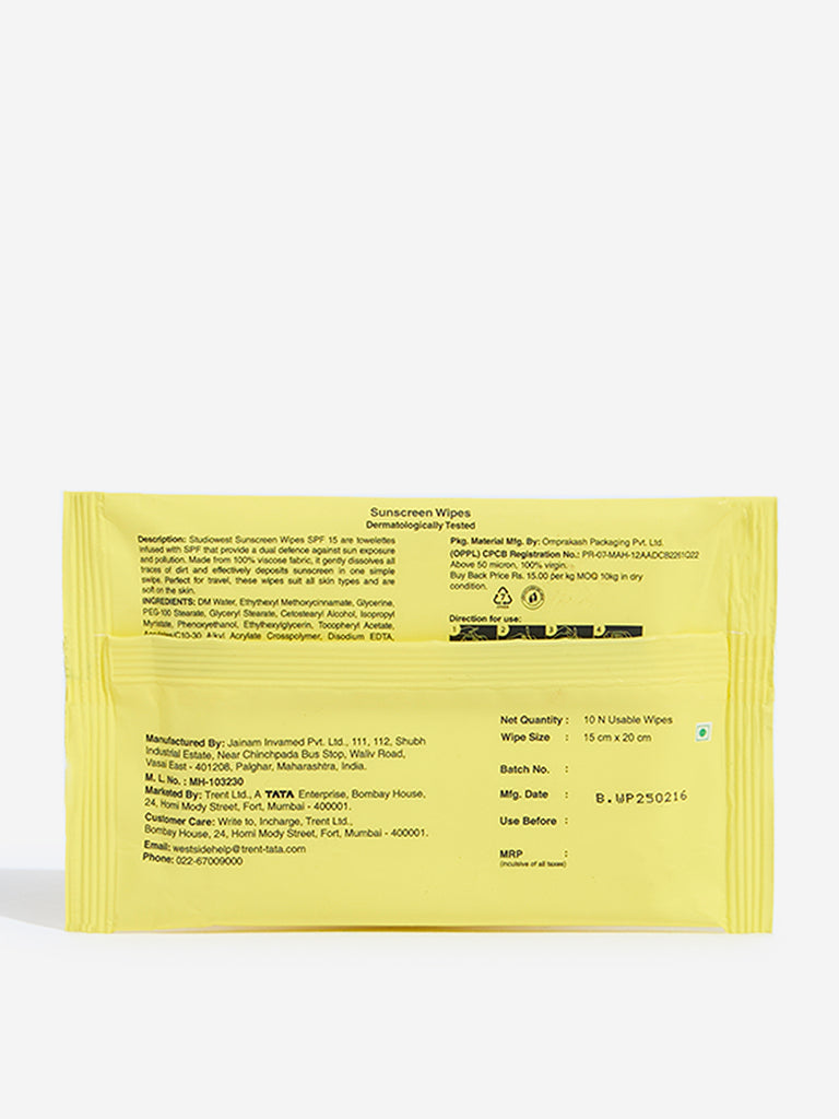 Studiowest SPF 15 Sunscreen Wipes - 10N