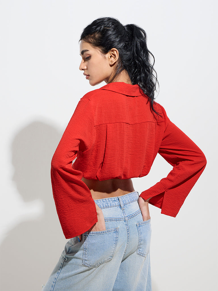 Nuon Red Self-Textured Top