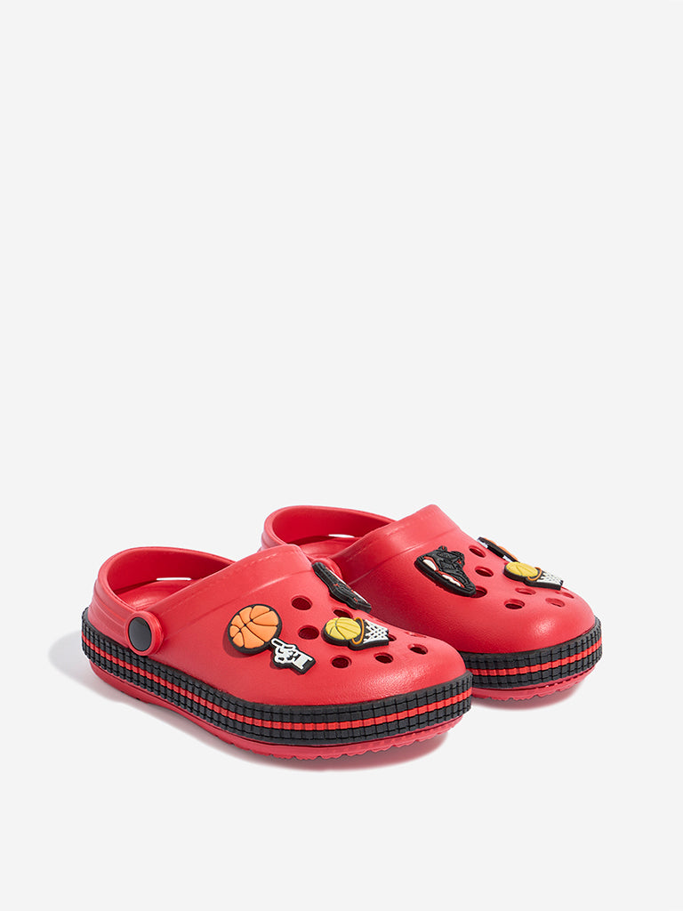 Yellow Red Applique-Detailed Clogs