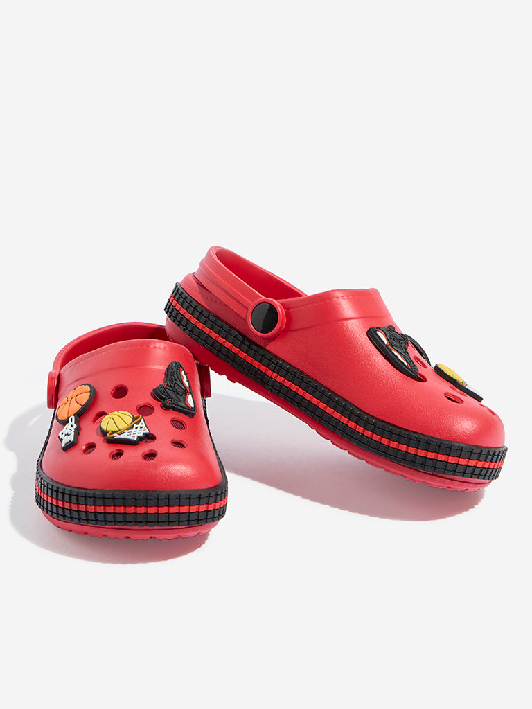 Yellow Red Applique-Detailed Clogs