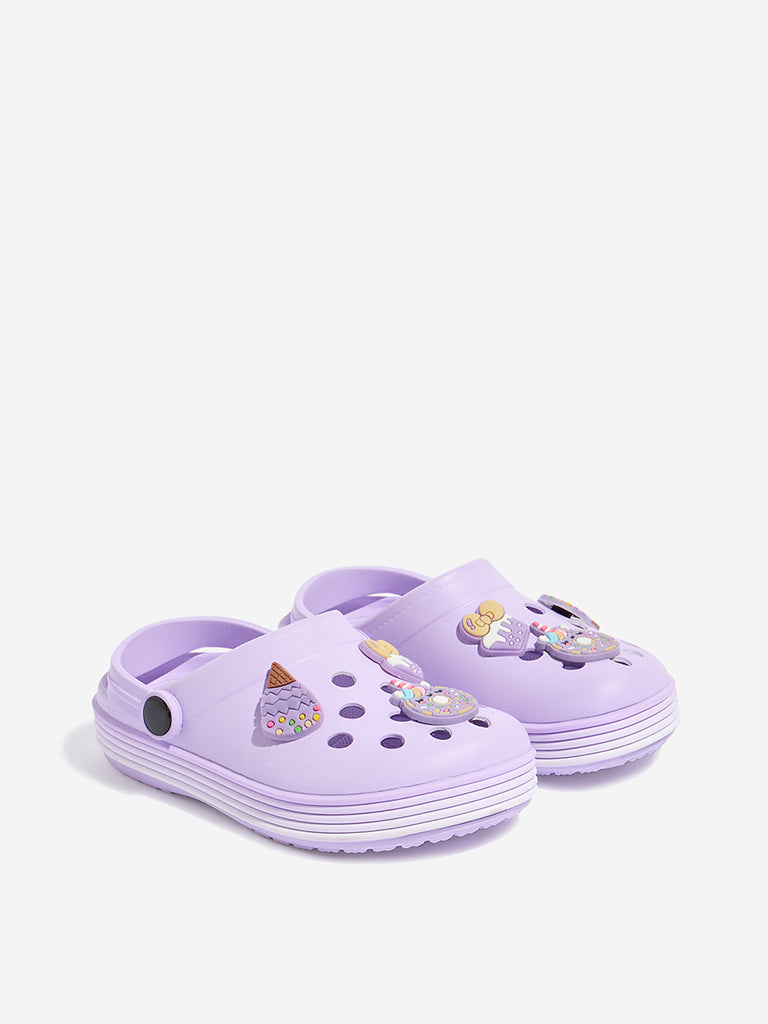 Yellow Lilac Applique-Detailed Clogs