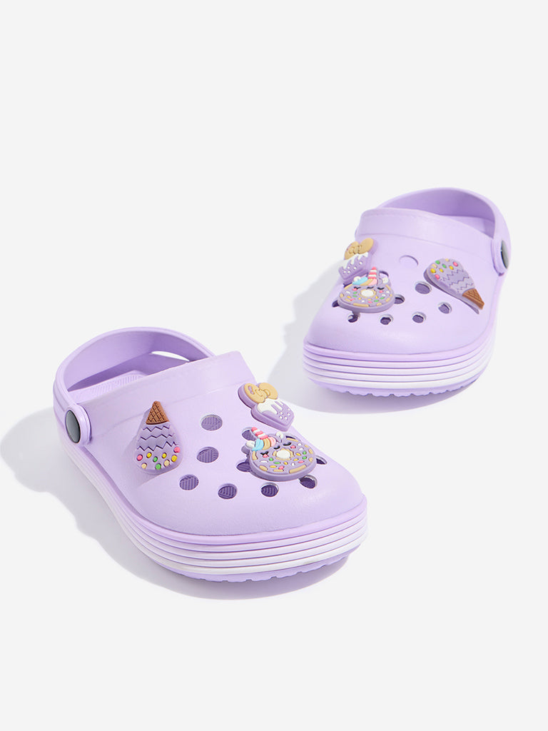 Yellow Lilac Applique-Detailed Clogs