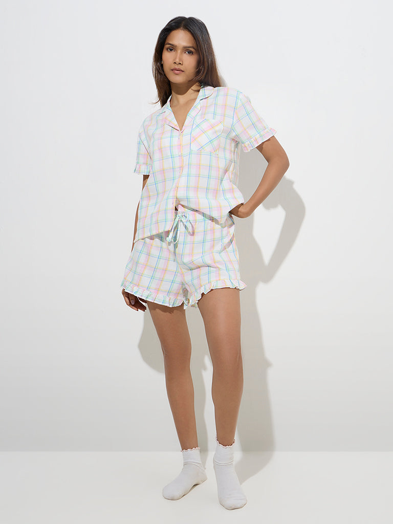 Wunderlove Multicolour Cotton-Blend Shirt and Shorts Set