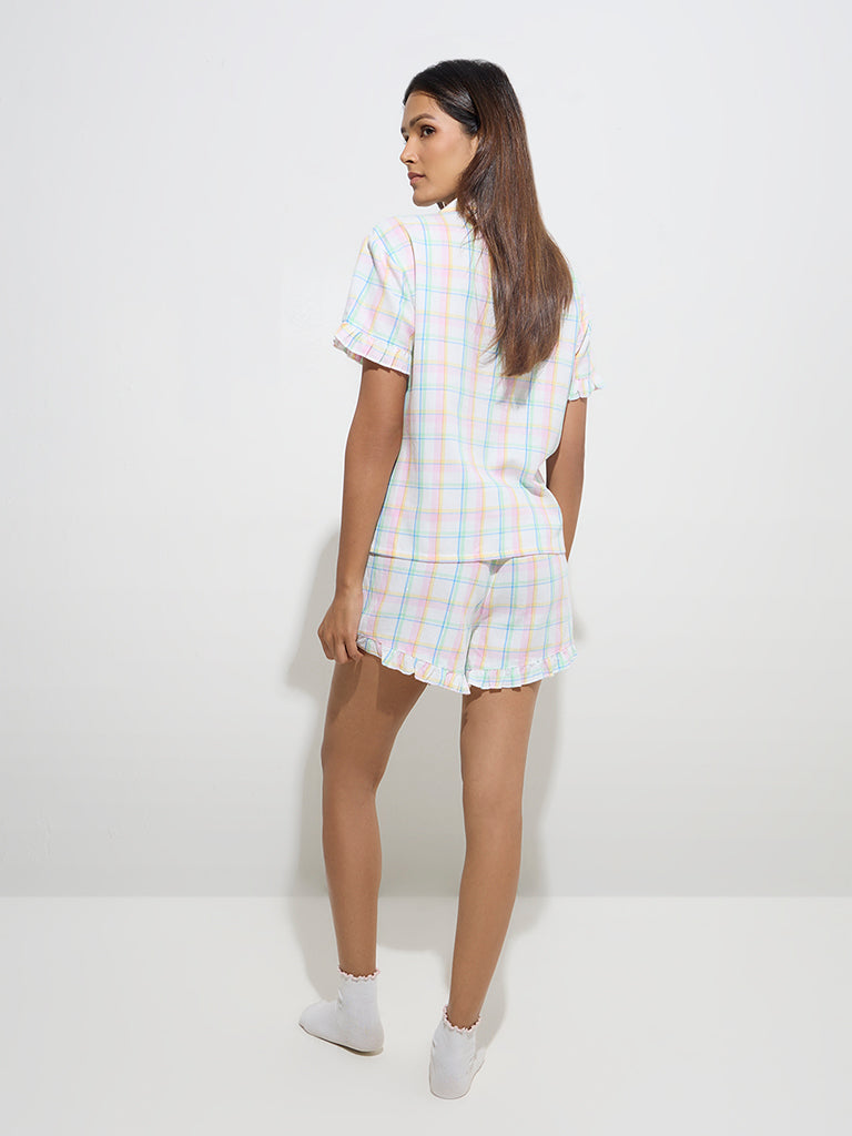 Wunderlove Multicolour Cotton-Blend Shirt and Shorts Set