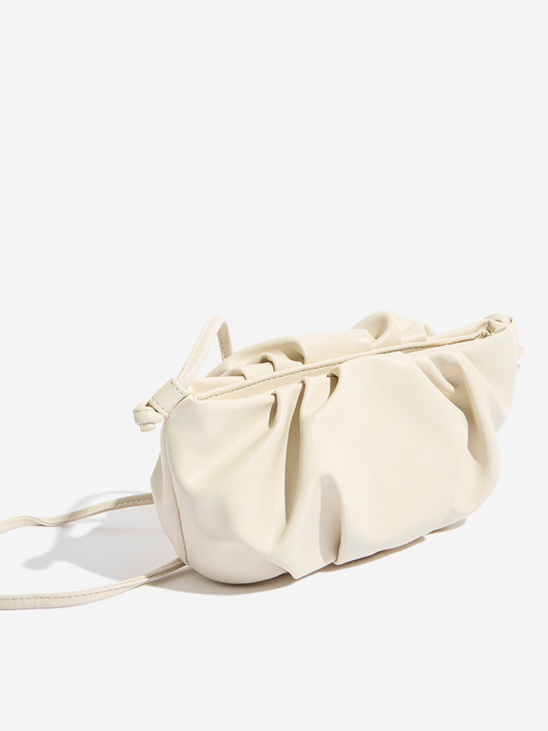 Westside Off-White Pleated Sling Bag