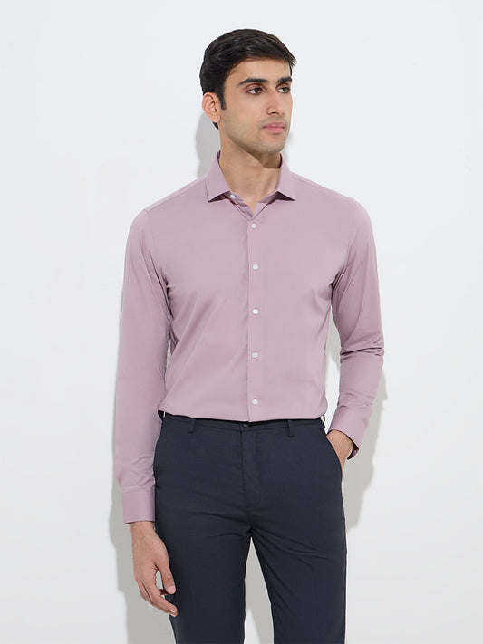 WES Formals Mauve Ultra-Slim Fit Cotton-Blend Shirt