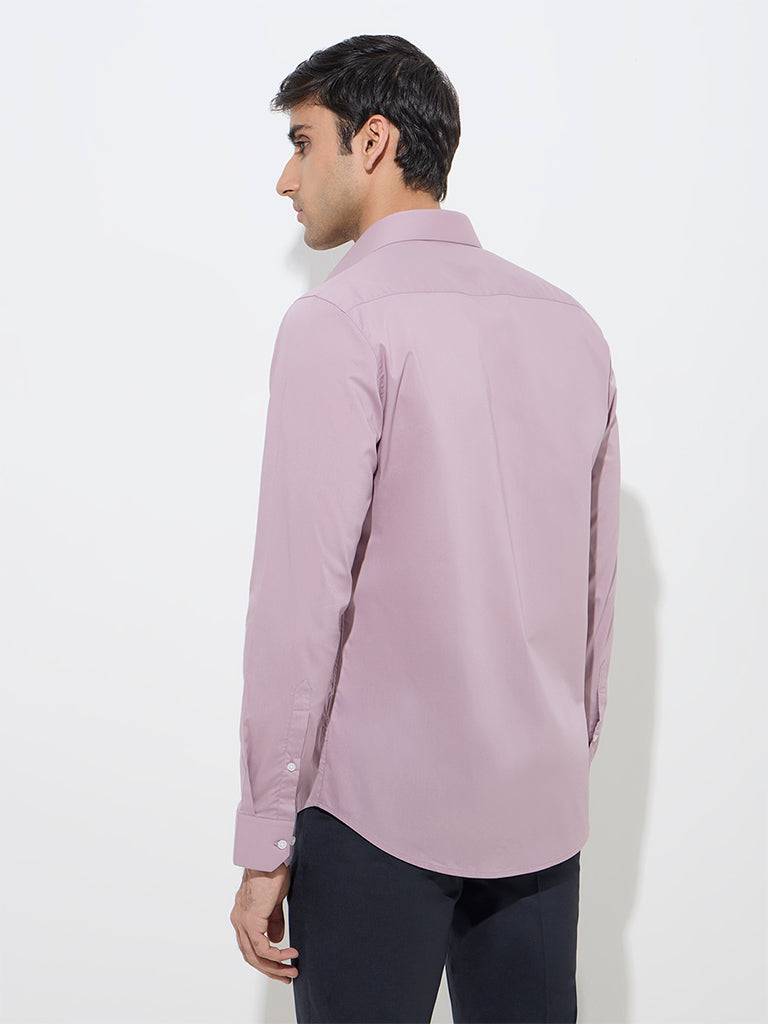 WES Formals Mauve Ultra-Slim Fit Cotton-Blend Shirt