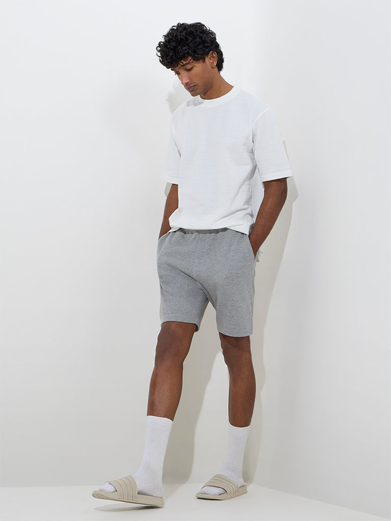 WES Lounge Grey Relaxed-Fit Mid-Rise Cotton-Blend Shorts