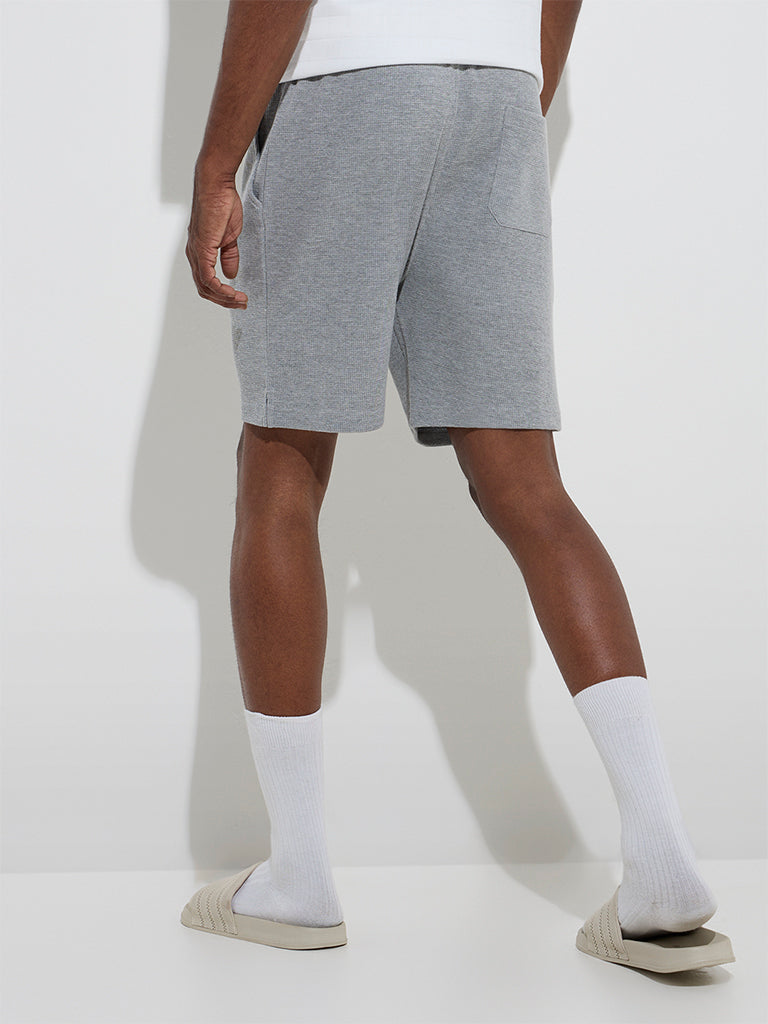 WES Lounge Grey Relaxed-Fit Mid-Rise Cotton-Blend Shorts