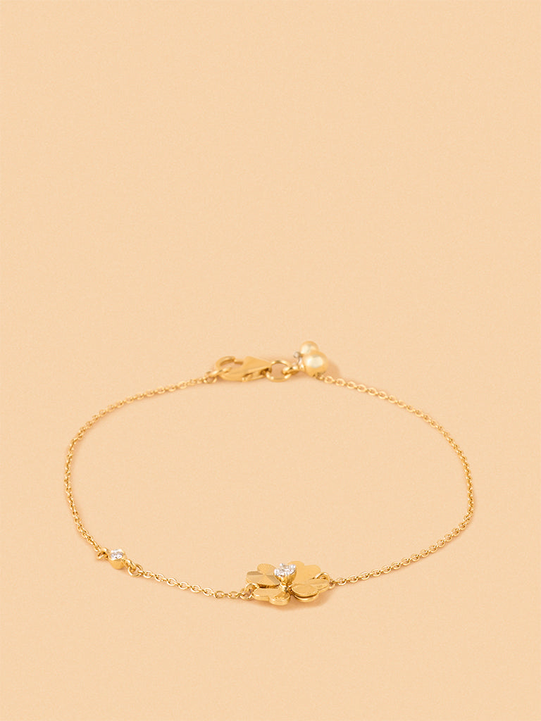 Minimalist Lab Diamond Clover Heart Chain Bracelet