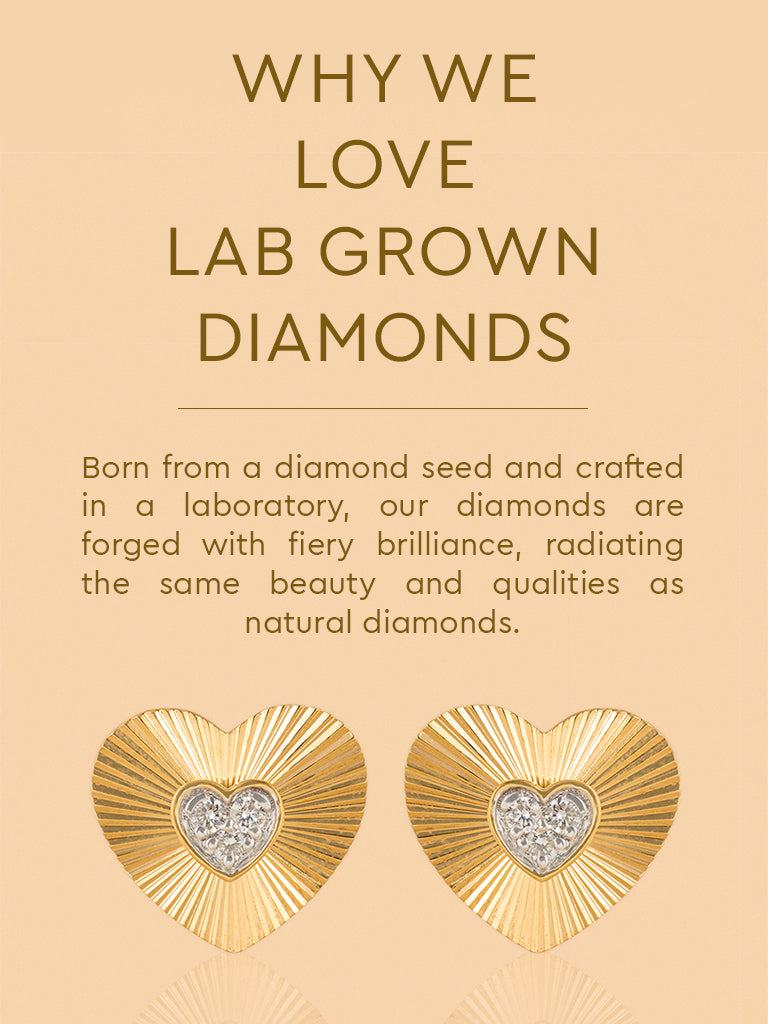 Dainty Lab Diamond Metal Halo Heart Studs