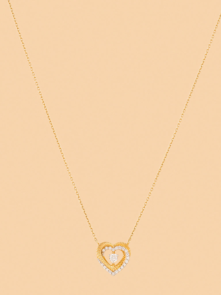Trendy Lab Diamond Layered Halo Heart Necklace
