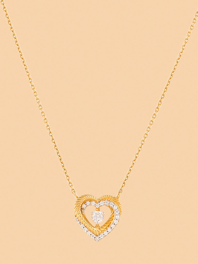 Trendy Lab Diamond Layered Halo Heart Necklace