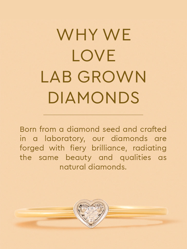 Classic Lab Diamond Pinched Shank Heart Ring
