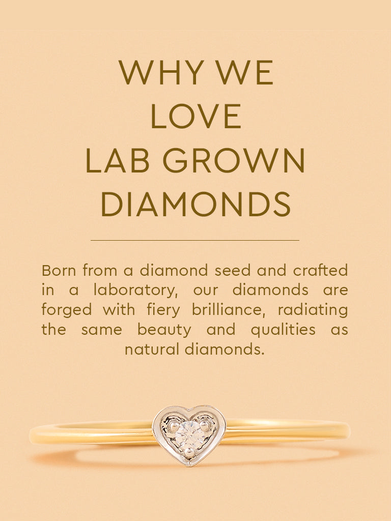 Classic Lab Diamond Pinched Shank Heart Ring