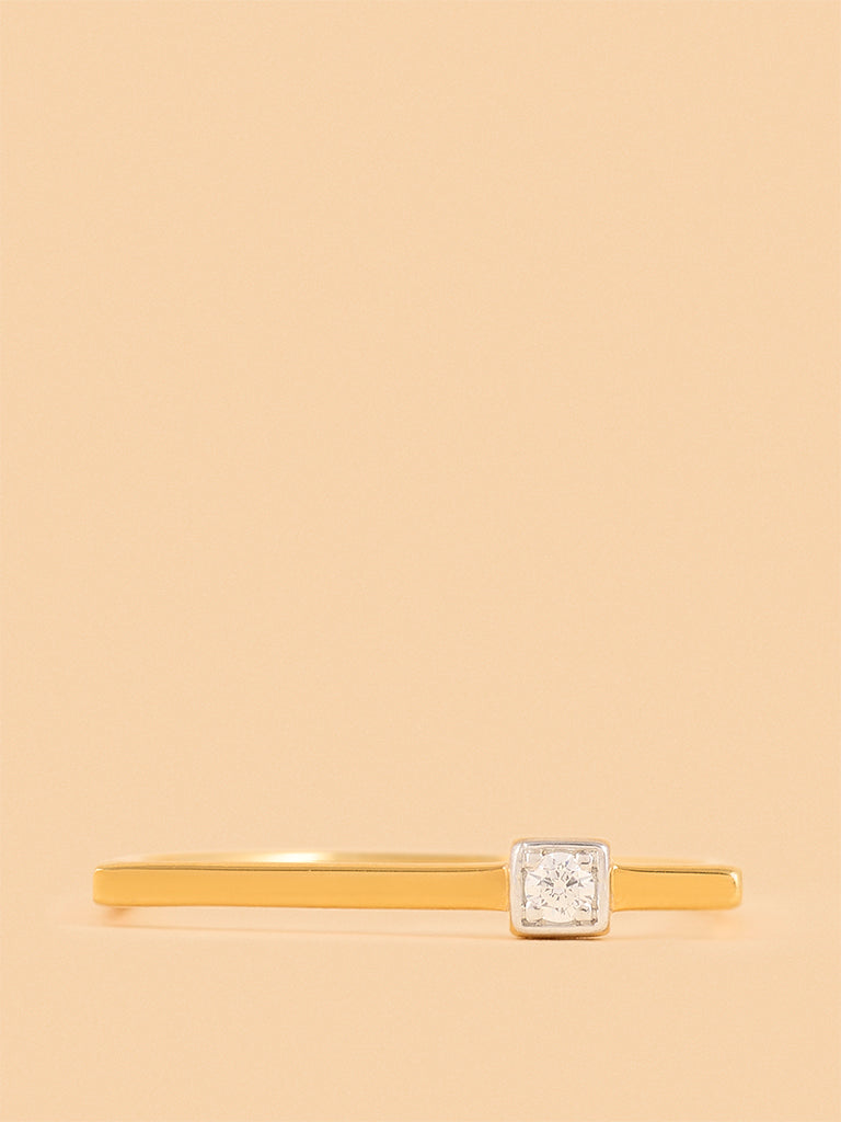 Modern Asymmetrical Solitaire Ring