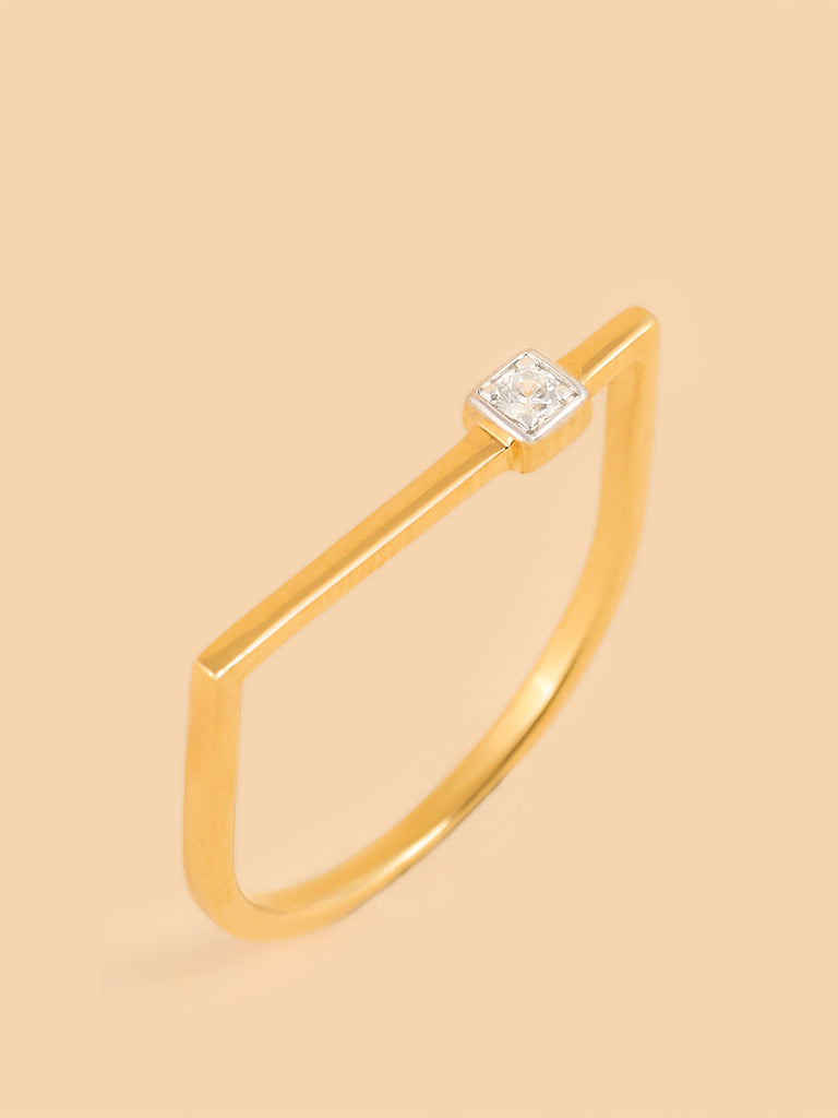 Modern Asymmetrical Solitaire Ring