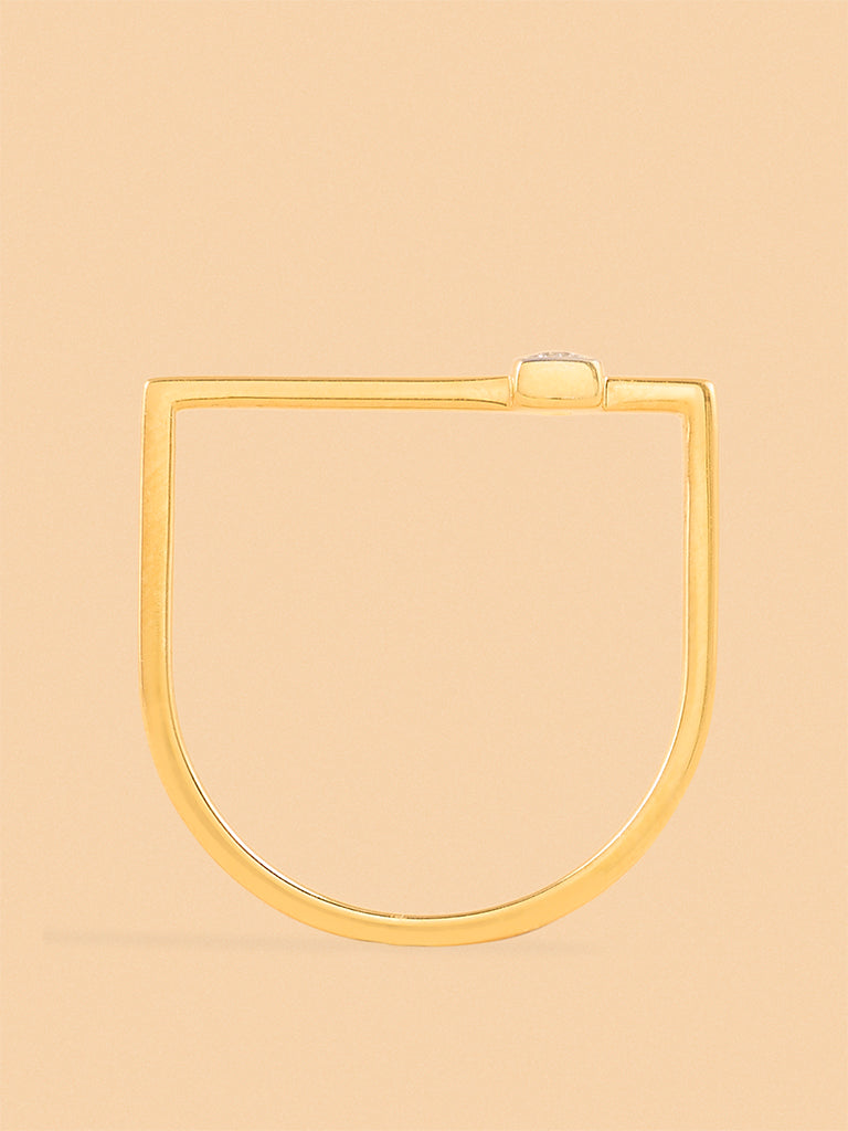 Modern Asymmetrical Solitaire Ring