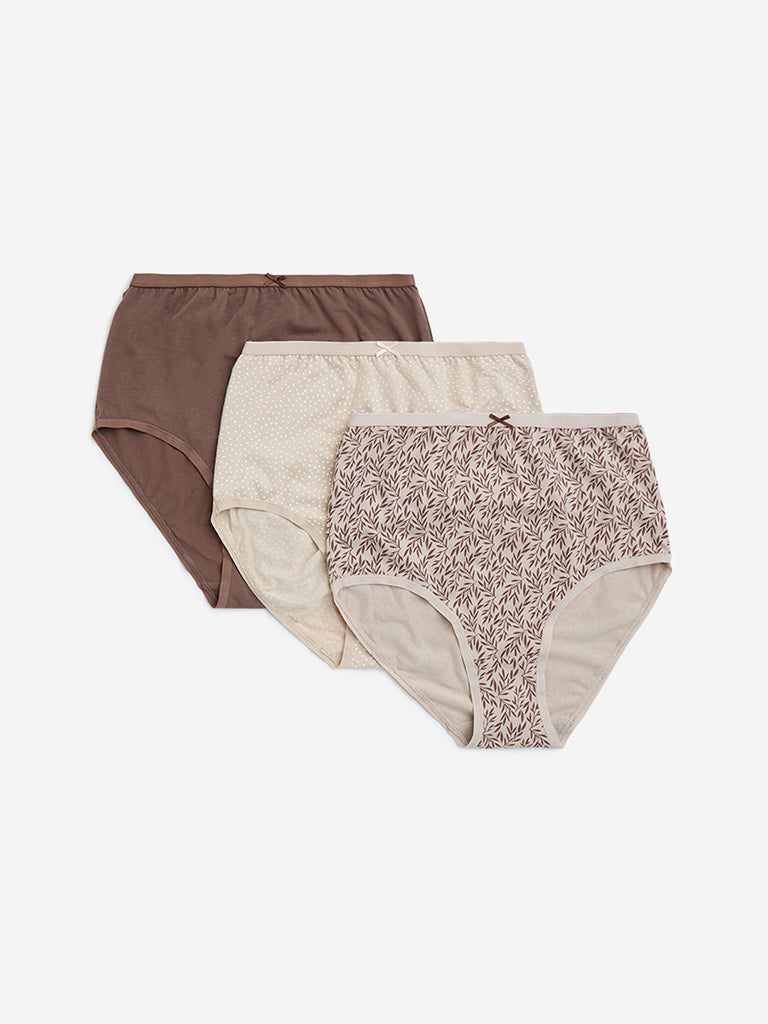 Wunderlove 3-Pack Printed Cotton-Blend Full Briefs