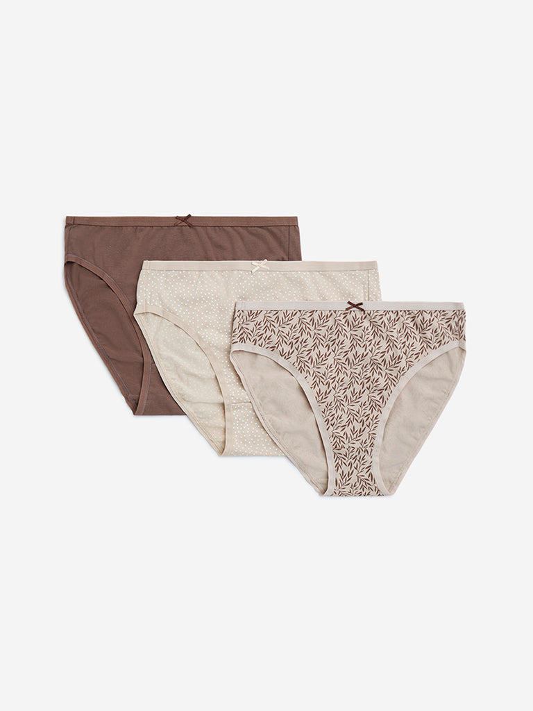 Wunderlove 3-Pack Printed Cotton-Blend Briefs