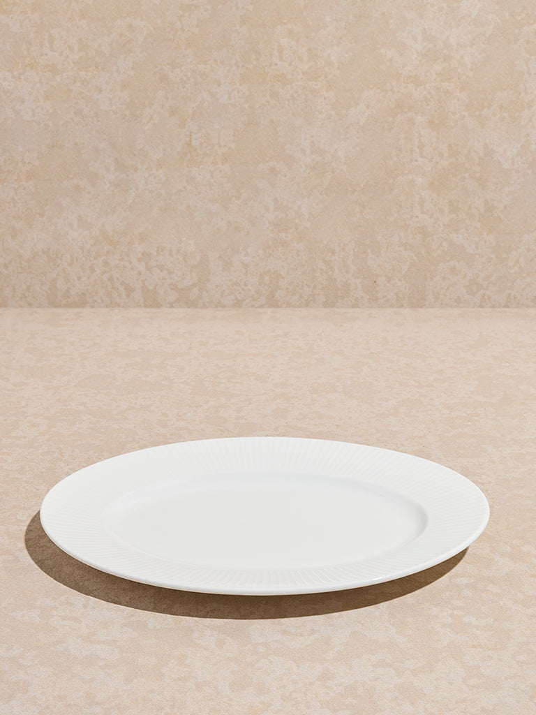 Westside Home White Ripple Oval Plate