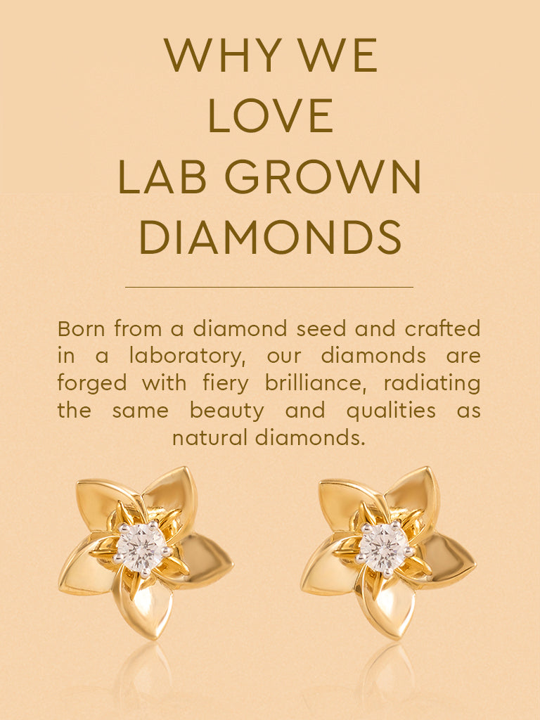 Gold Floral Solitaire Earrings