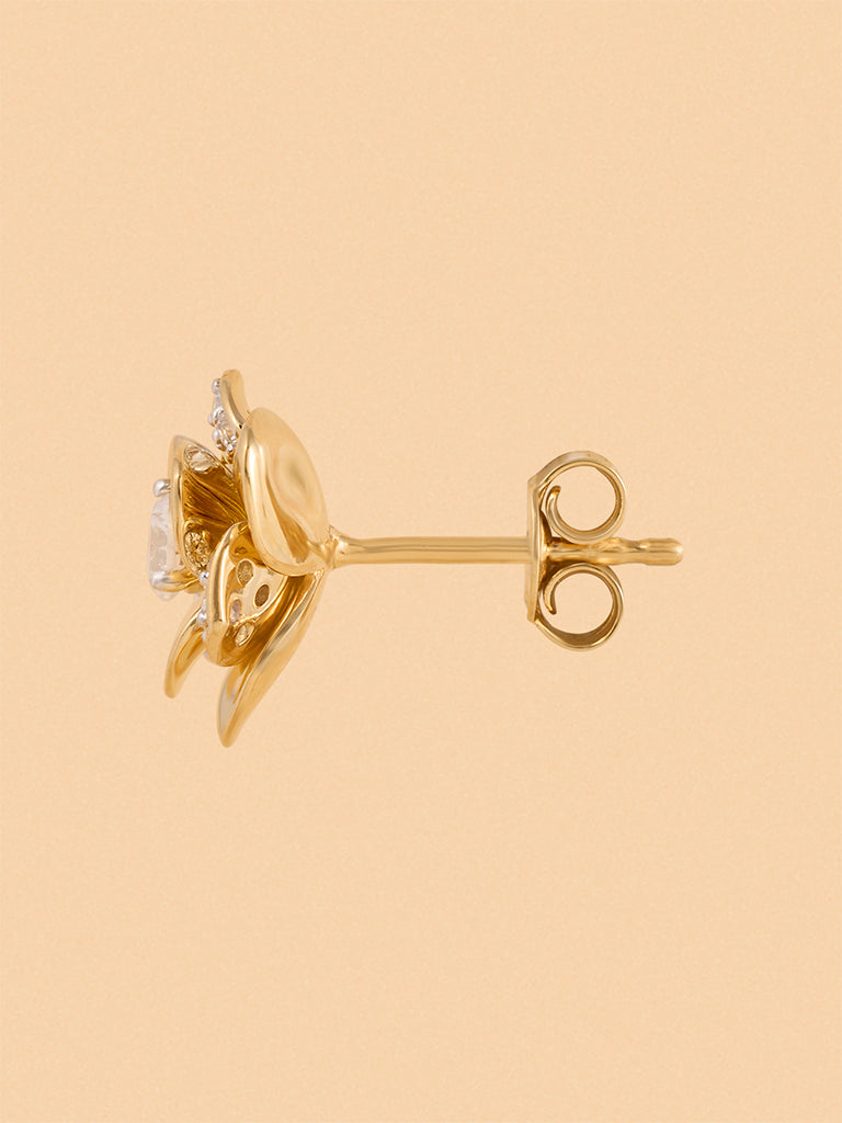 Gold Multilayer Rose Earrings