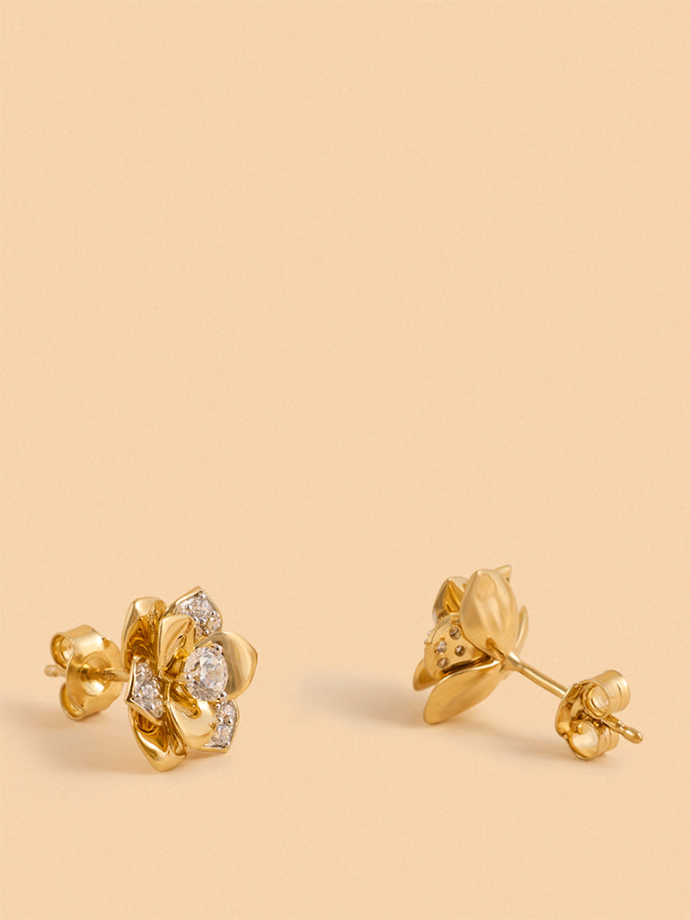 Gold Multilayer Rose Earrings