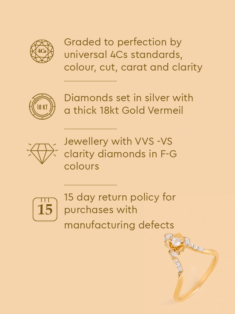 Gold Multilayer Rose V Ring