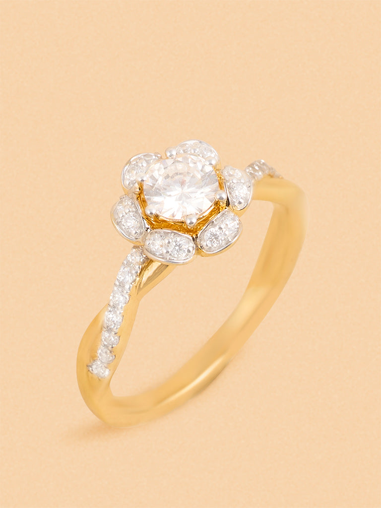 Gold Classic Floral Gold Plated Ring