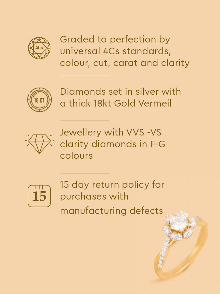 Gold Classic Floral Gold Plated Ring