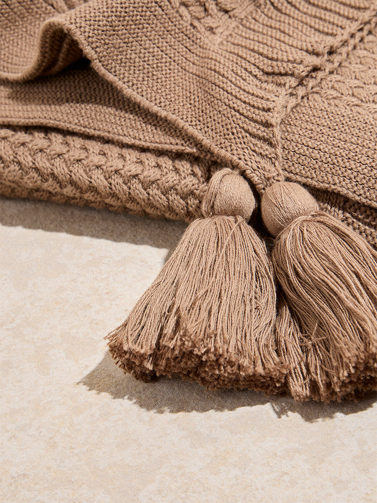 Westside Home Brown Knit Textured Single Bed Throw