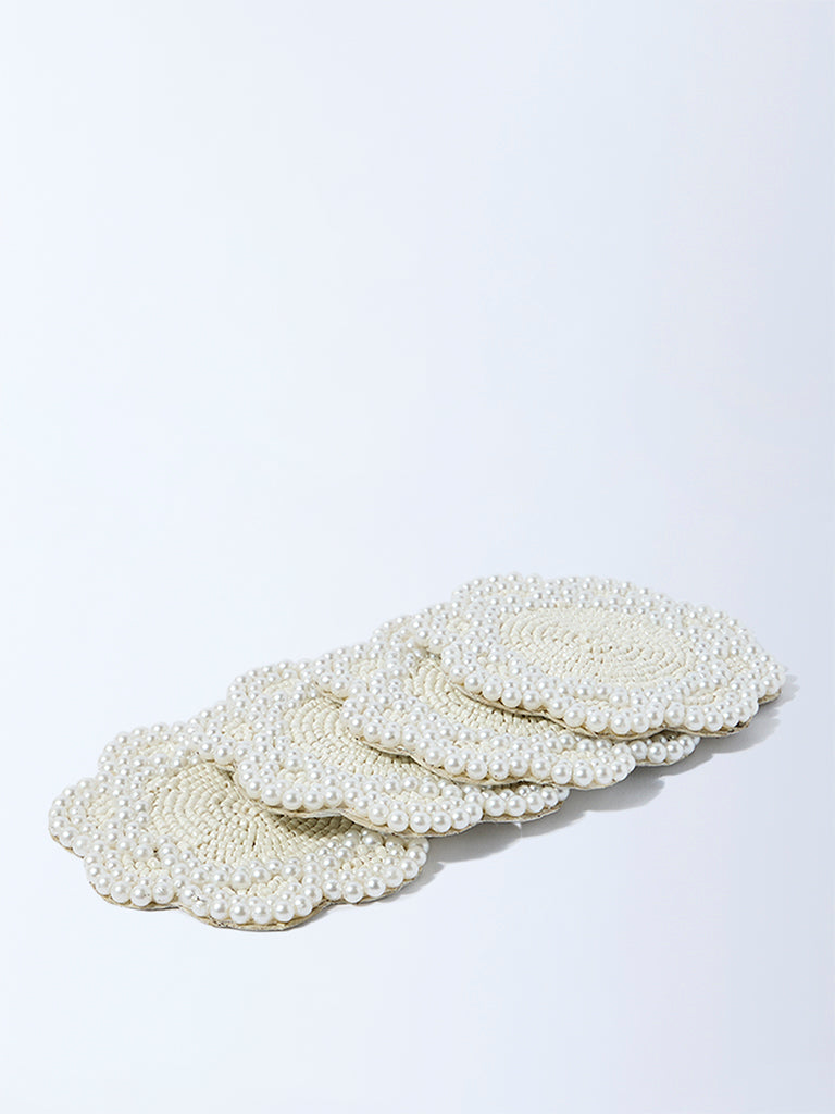 Westside Home White Pearlescent Coasters (Set of 4)