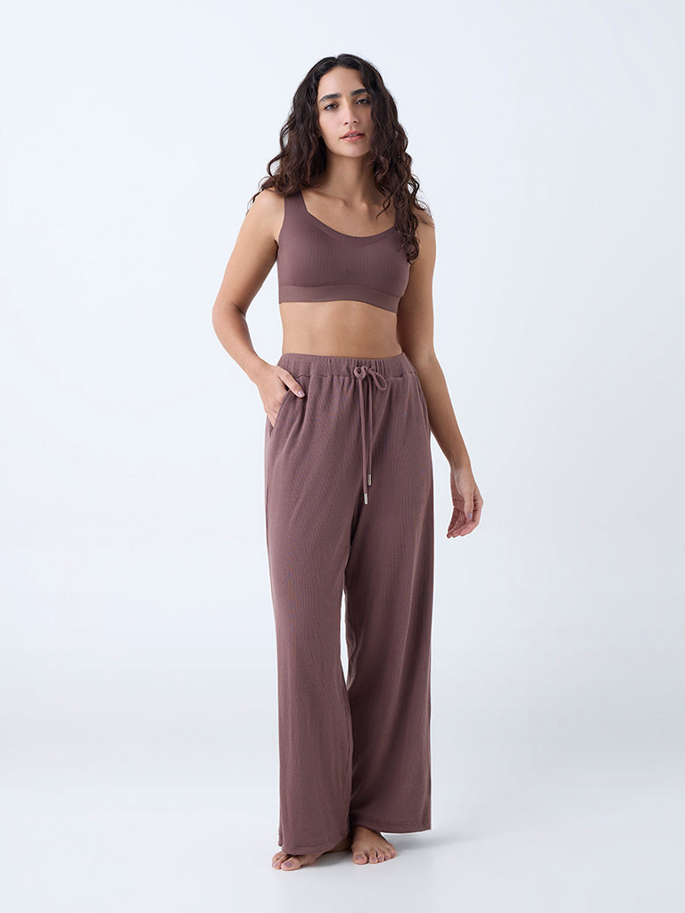 Wunderlove Brown Self-Striped Padded Bra
