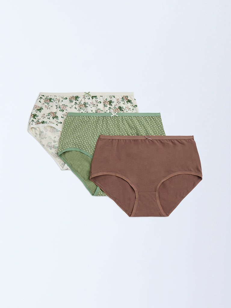 Wunderlove 3-Pack Printed Cotton-Blend Briefs