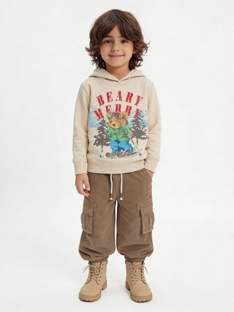 HOP Kids Boys Brown Mid-Rise Corduroy Joggers