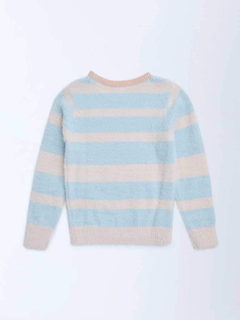 HOP Kids Girls Blue Striped Sweater
