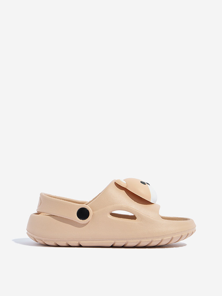 Westside Yellow Kids Brown Teddy Bear Design Clogs Side View