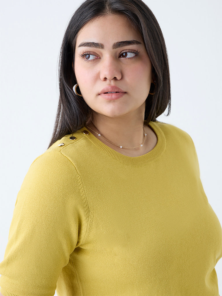 Westside Gia Women's Mustard Solid T-Shirt for Casual Wear Zoomed View