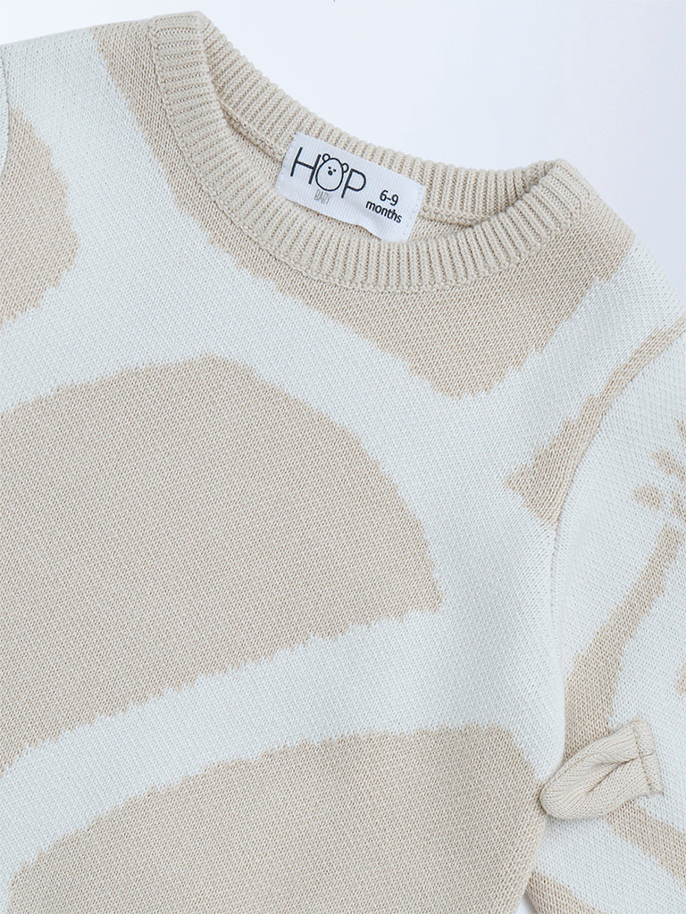 HOP Baby Boys Beige Animal Design Cotton Sweater