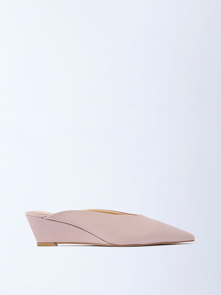LUNA BLU Blush Pink Wedge-Heel Mules
