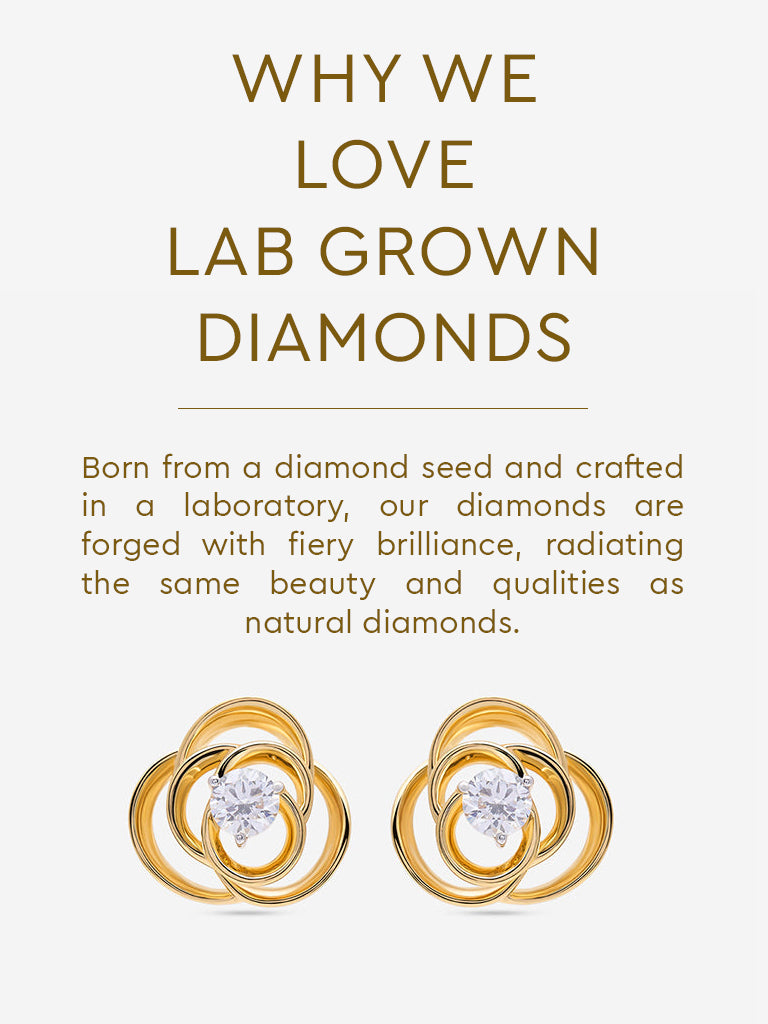 Gold Rosette Lab Diamond Stud Earrings