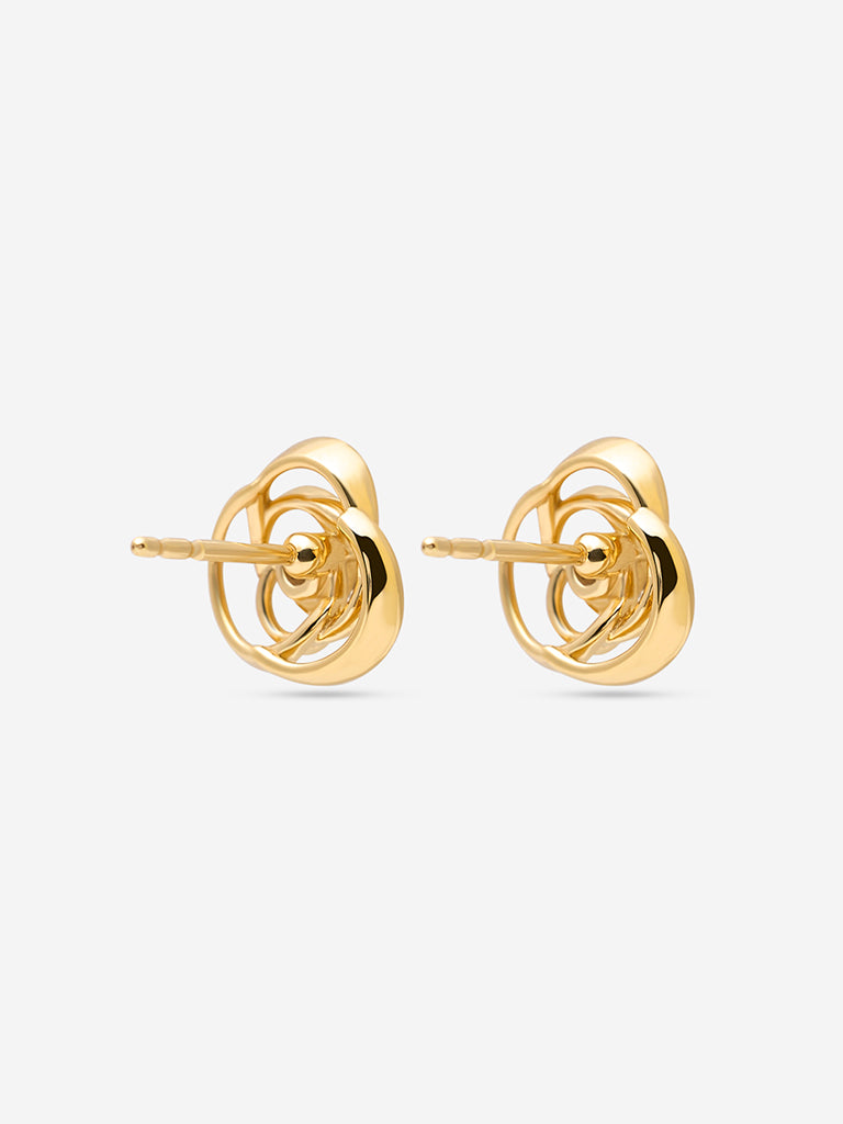 Gold Rosette Lab Diamond Stud Earrings