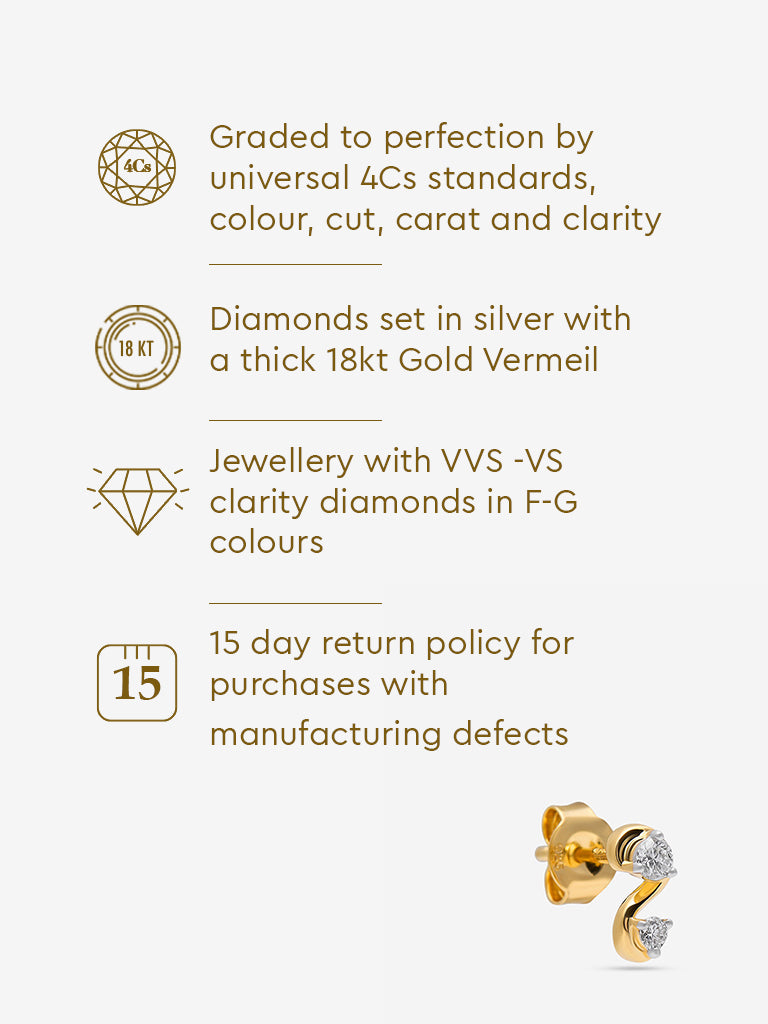Gold and Lab Diamond Stud Earrings