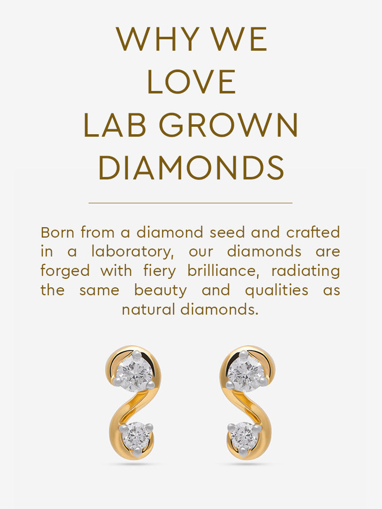 Gold and Lab Diamond Stud Earrings