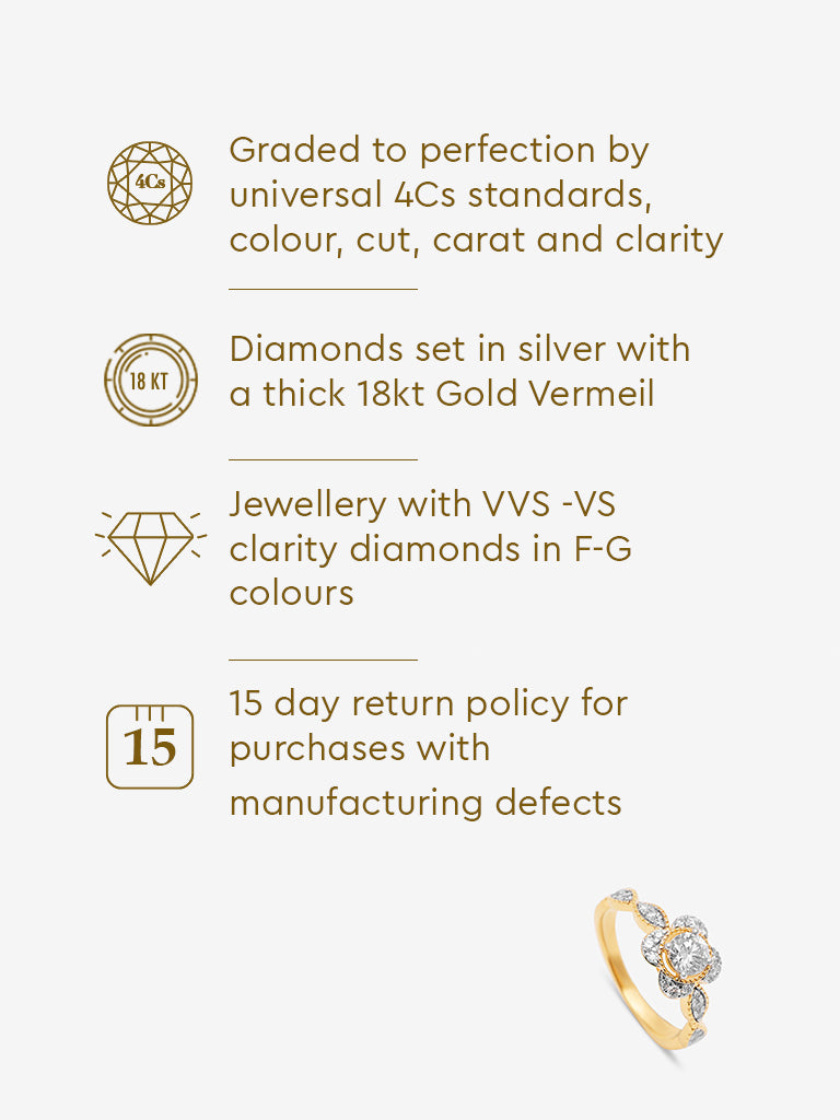 Solitaire Gold Plated Lab Diamond Ring